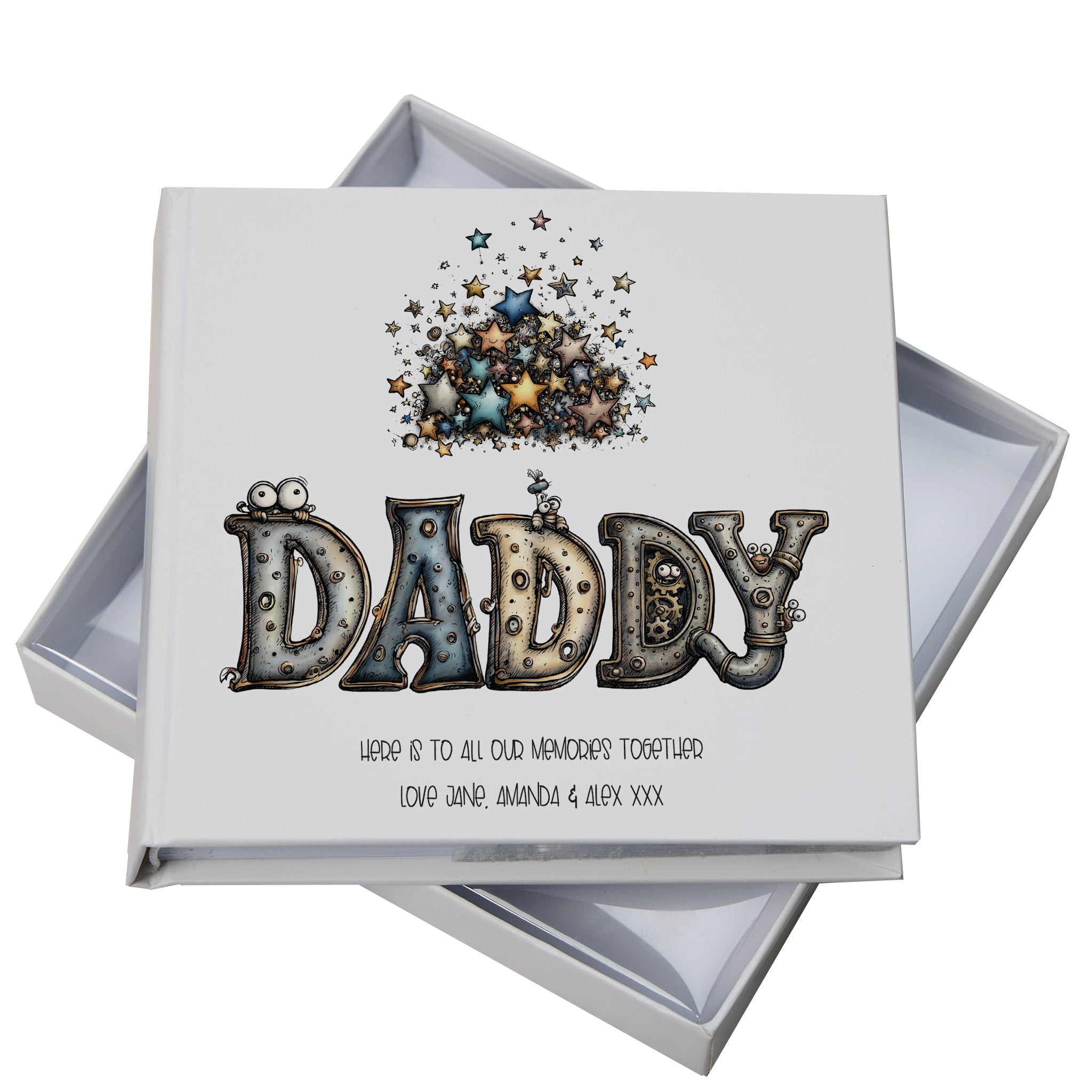 Personalised Colourful Daddy Photo Album in Gift Box, Holds 50 6x4 Photographs, Writing Area, Keepsake Memory Book photo album ukgiftstoreonline