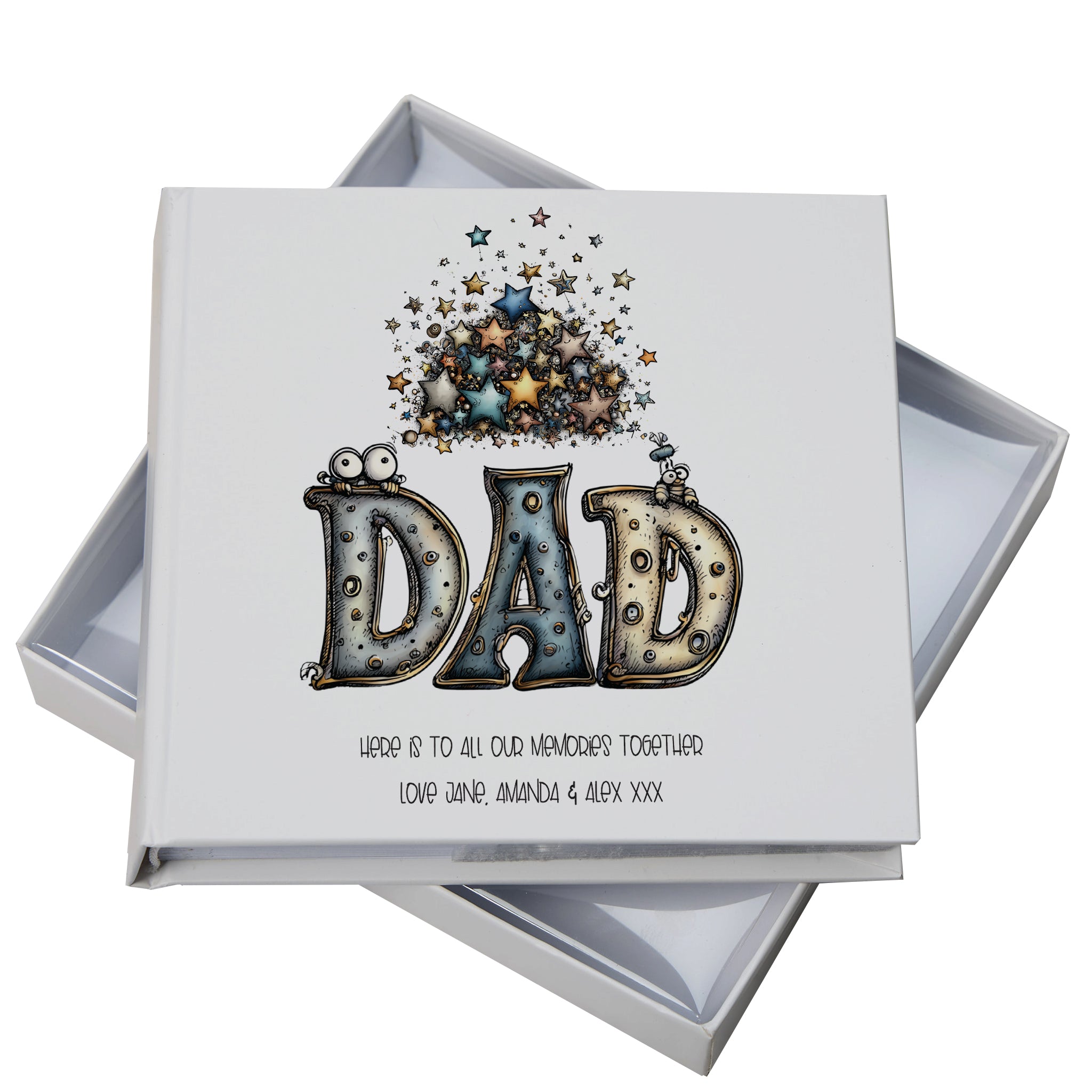 Personalised Colourful Dad Photo Album in Gift Box, Holds 50 6x4 Photographs, Writing Area, Keepsake Memory Book photo album ukgiftstoreonline