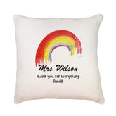 Personalised Teacher Cushion Gift With Watercolour Rainbow