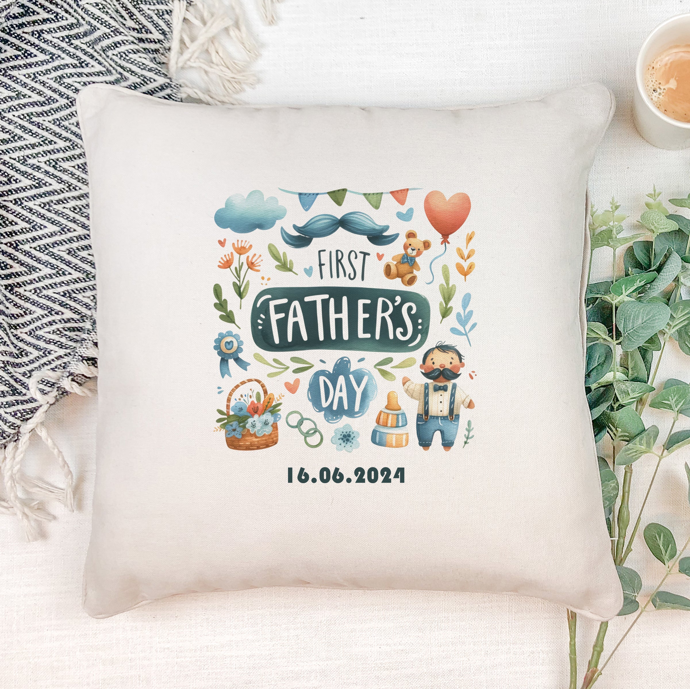 Personalised First Father's Day Filled Cushion Pillow Gift Personalised Cushion Gifts ukgiftstoreonline