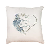 Personalised Wedding Day Cushion Pillow Gift With Blue Tropical Palm Heart