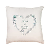 Personalised Wedding Day Cushion Pillow Gift With Dusty Blue Heart