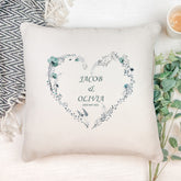 Personalised Wedding Day Cushion Pillow Gift With Dusty Blue Heart