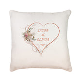 Personalised Wedding Day Cushion Pillow Gift With Rose Gold Floral Heart
