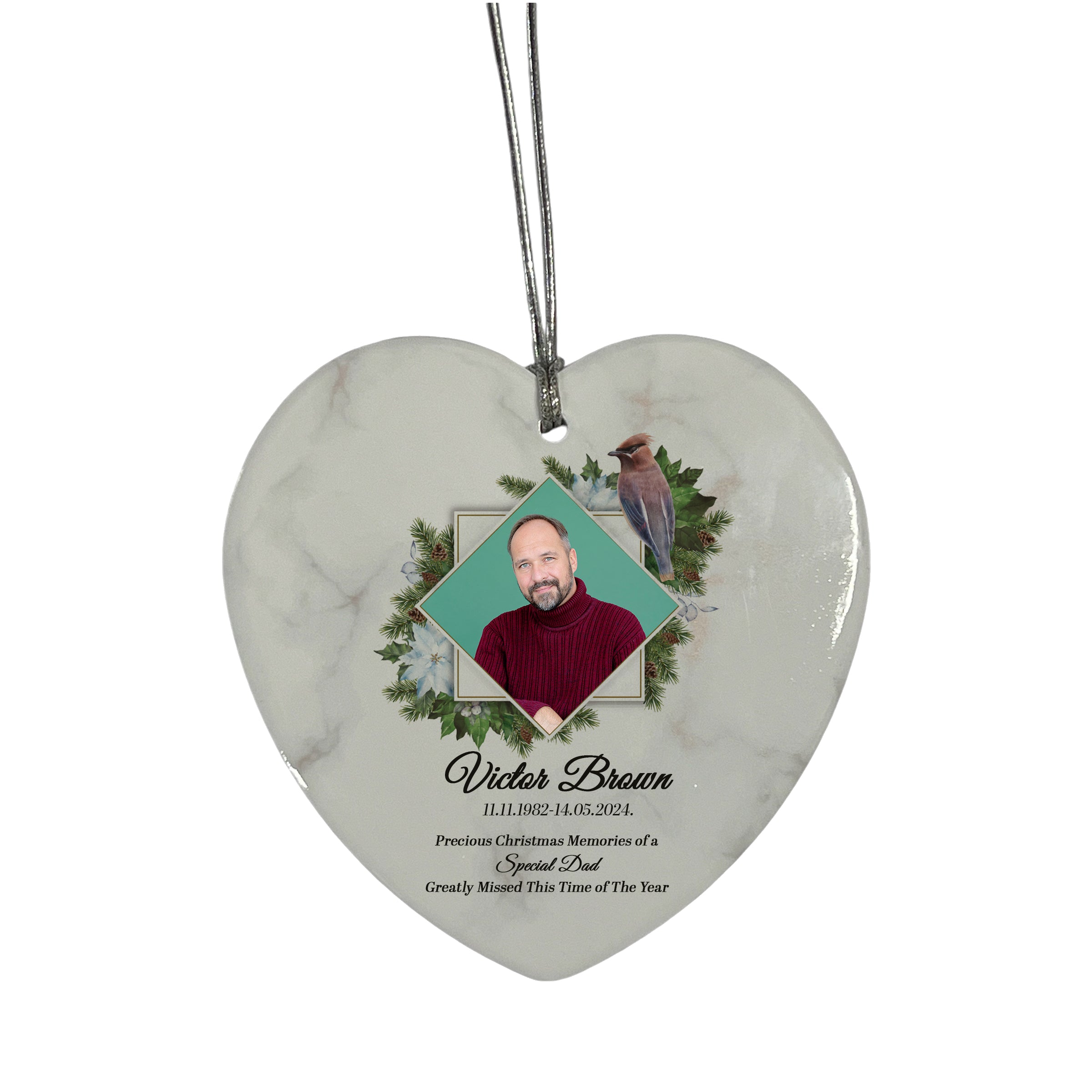 Large Hanging Ceramic Heart Christmas Memorial Decoration-Dad Personalised Heart Gifts ukgiftstoreonline