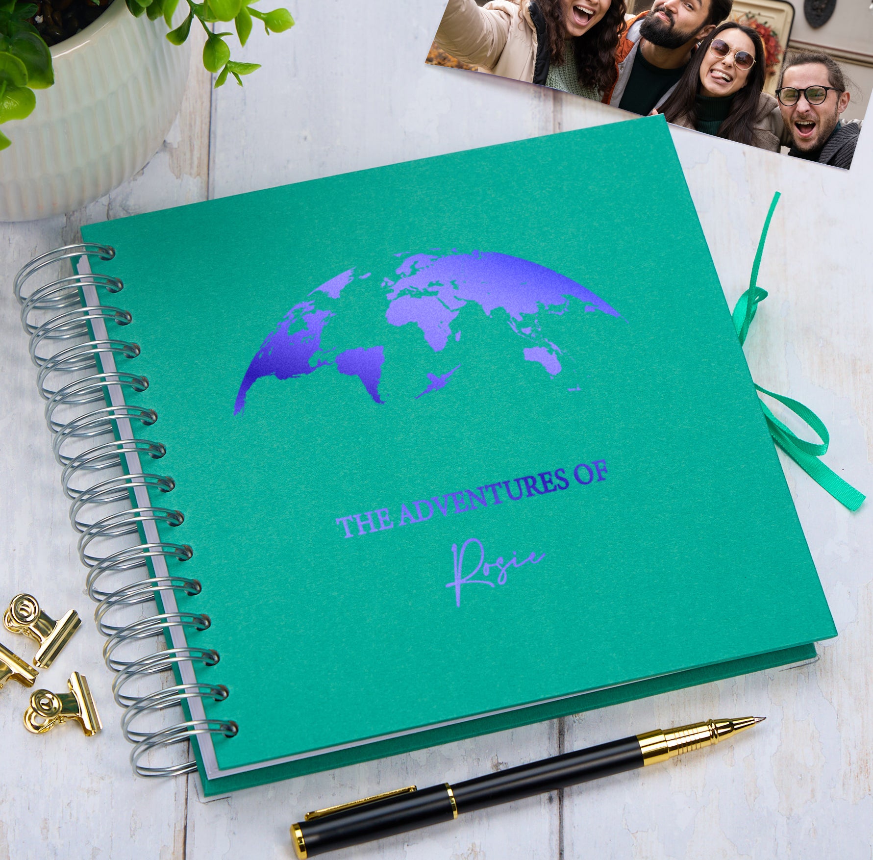 Personalised Adventures Holiday Love Multiple Colour Scrapbook Photo Album Scrapbook ukgiftstoreonline Emerald Green Blue