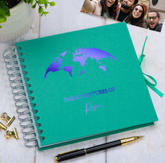 Personalised Adventures Holiday Love Multiple Colour Scrapbook Photo Album Scrapbook ukgiftstoreonline Emerald Green Blue
