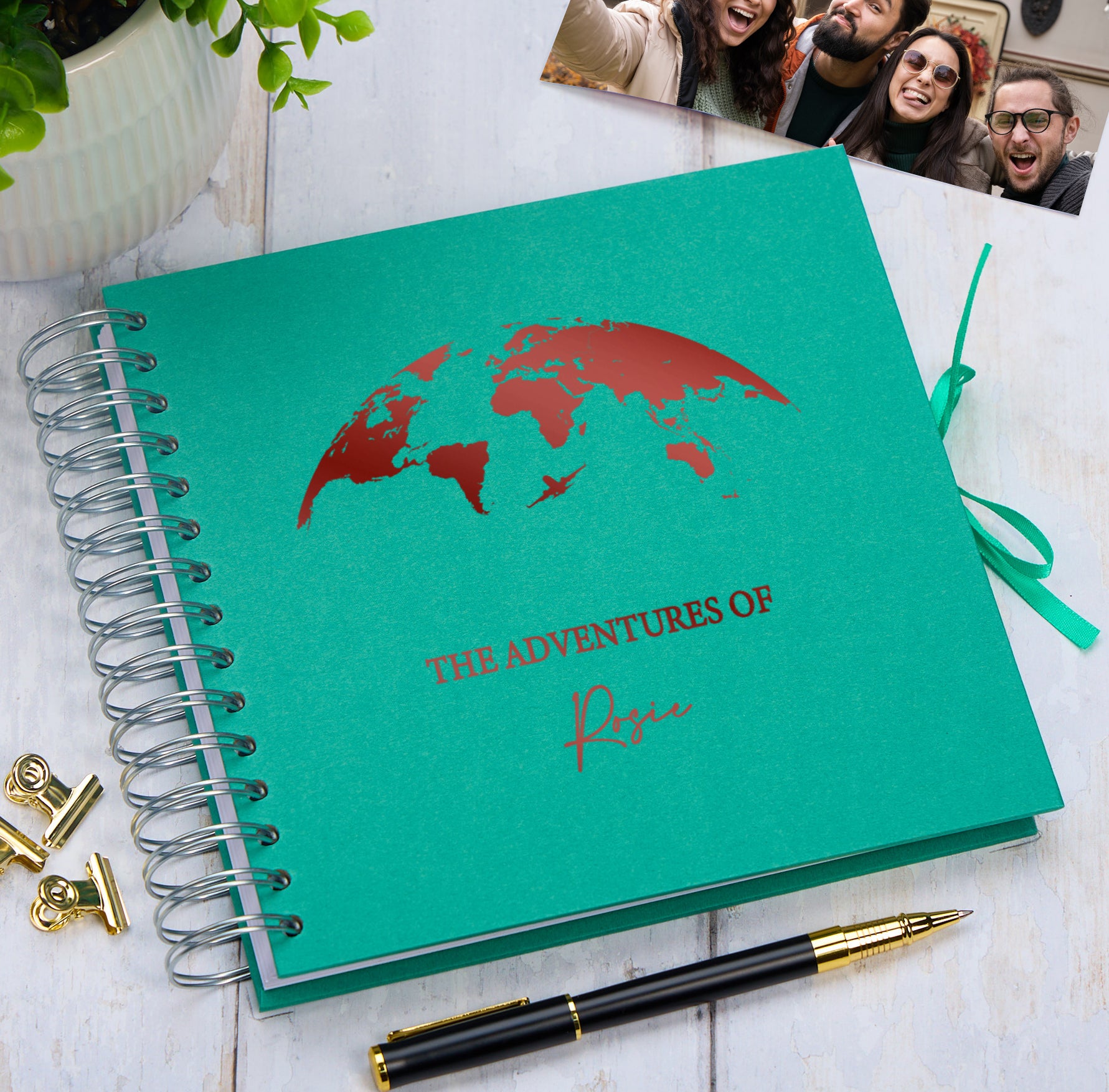 Personalised Adventures Holiday Love Multiple Colour Scrapbook Photo Album Scrapbook ukgiftstoreonline Emerald Green Red