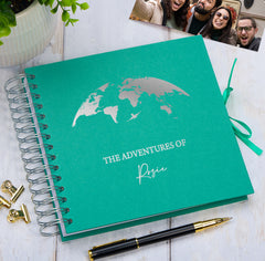 Personalised Adventures Holiday Love Multiple Colour Scrapbook Photo Album Scrapbook ukgiftstoreonline Emerald Green Silver