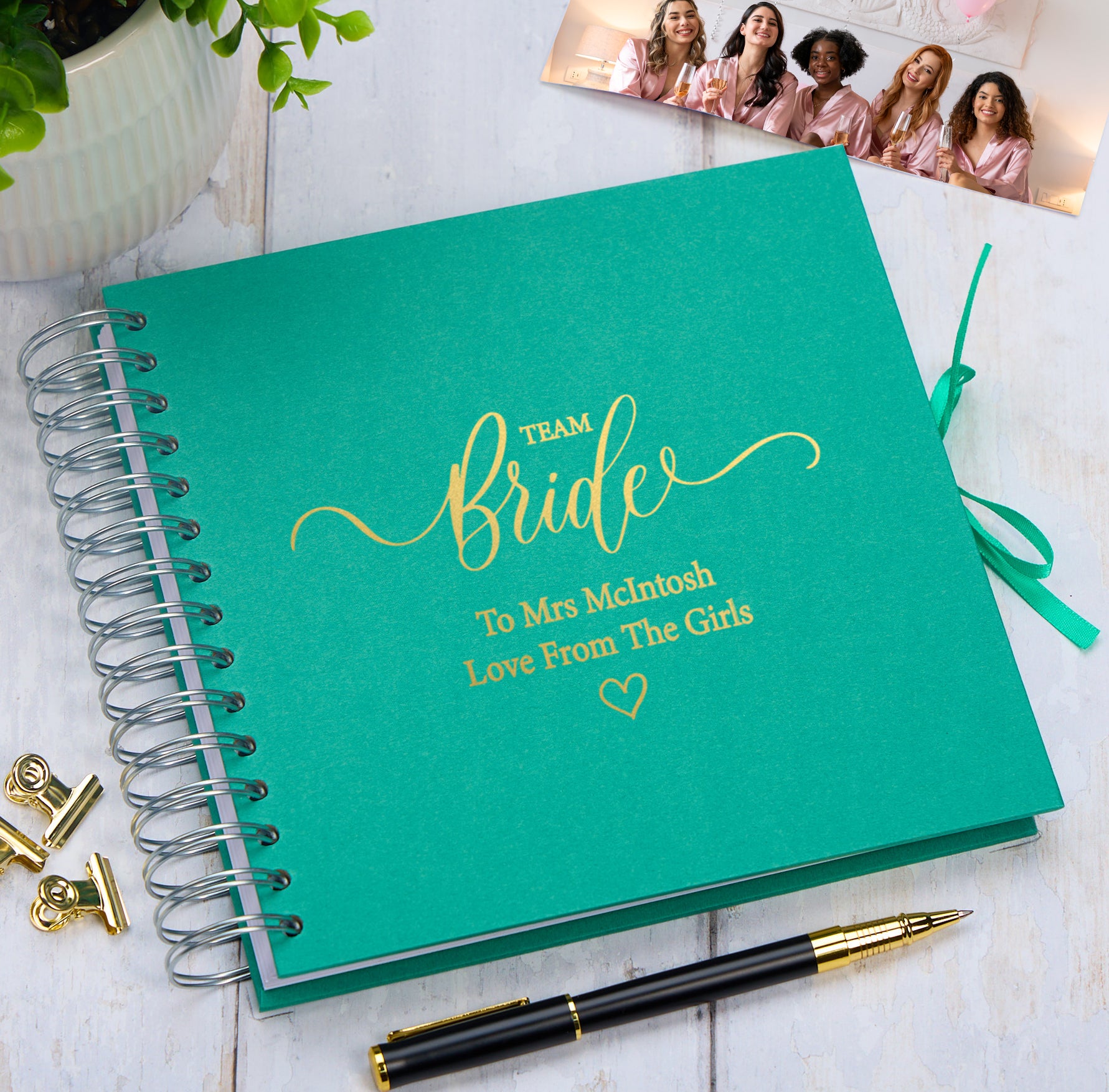 Personalised Team Bride Multiple Colour Guest Book Scrapbook or Photo Album Scrapbook ukgiftstoreonline Emerald Green