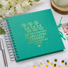 Personalised Baby Record Book, Multiple Colour Scrapbook or Photo Album With Elephants