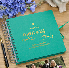 Personalised Memorial Funeral Guest Book Multiple Colours Scrapbook or Photo Album Gift