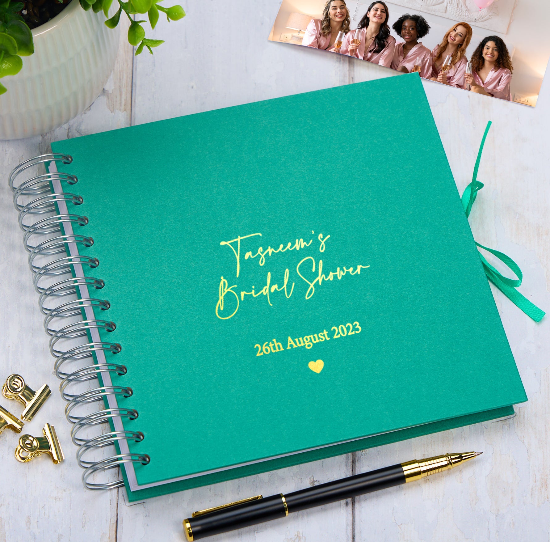 Personalised Bridal Shower Multiple Colour Guest Book Scrapbook or Photo Album Scrapbook ukgiftstoreonline Emerald Green