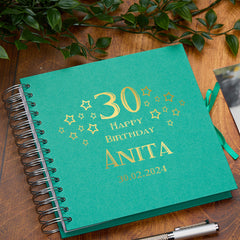 Personalised Any Age Birthday Scrapbook Star Design Custom Keepsake Album Birthday Memorabilia 18th 21st 30th 40th 50th 60th 70th 80th