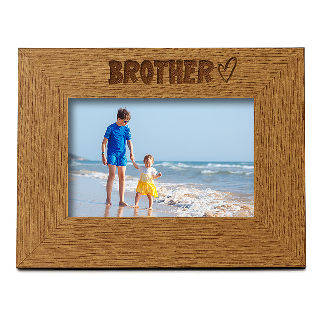 Oak Brother Picture Photo Frame Heart Gift Landscape Brother Photo Frame ukgiftstoreonline