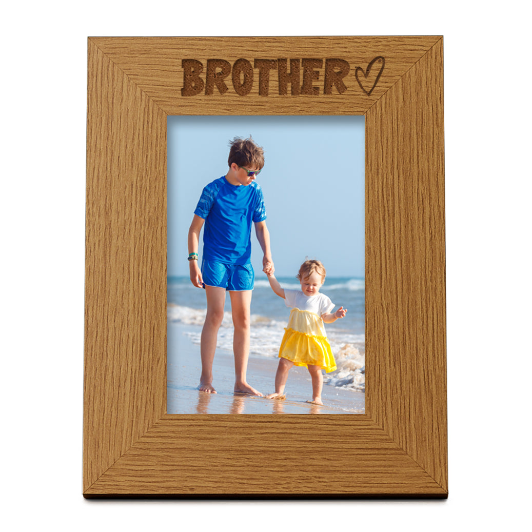 Oak Brother Picture Photo Frame Heart Gift Portrait Photo Frame ukgiftstoreonline