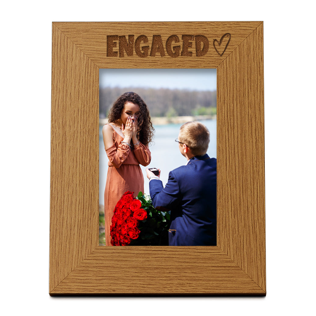 Oak Engaged Picture Photo Frame Heart Gift Portrait Photo Frame ukgiftstoreonline