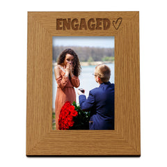 Oak Engaged Picture Photo Frame Heart Gift Portrait