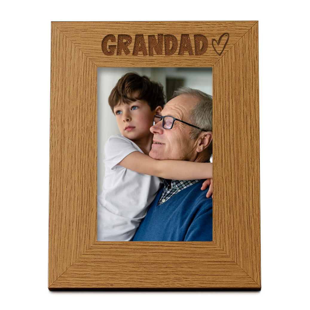 Oak Grandad Picture Photo Frame Heart Gift Portrait Photo Frame ukgiftstoreonline
