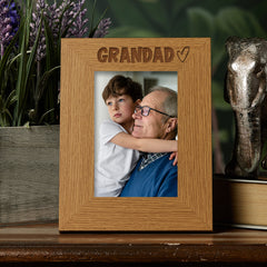 Oak Grandad Picture Photo Frame Heart Gift Portrait