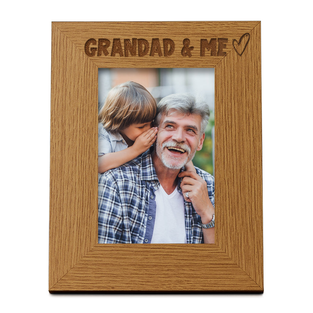 Oak Grandad and Me Picture Photo Frame Heart Gift Portrait Photo Frame ukgiftstoreonline