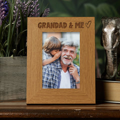 Oak Grandad and Me Picture Photo Frame Heart Gift Portrait