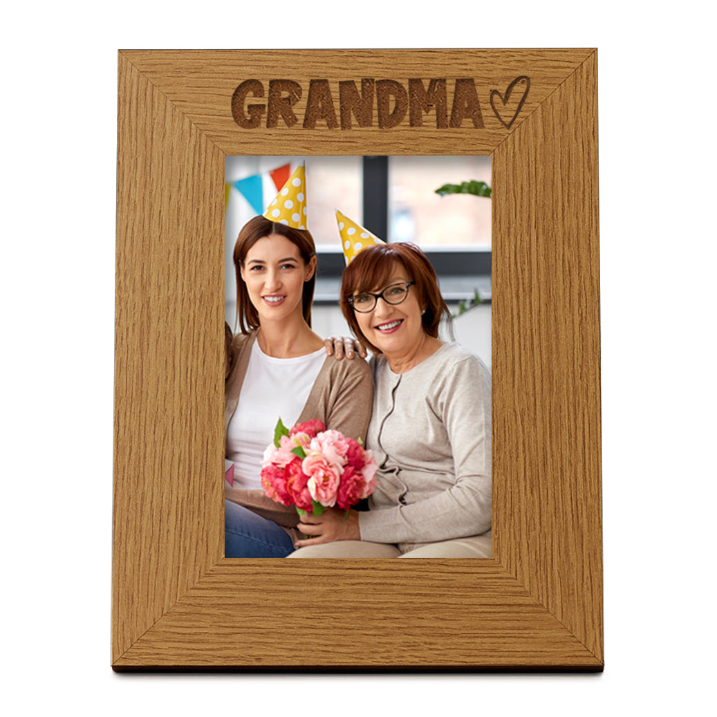 Oak Grandma Picture Photo Frame Heart Gift Portrait Photo Frame ukgiftstoreonline