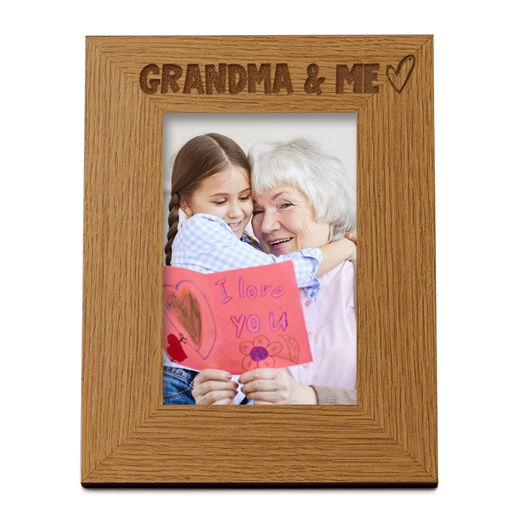 Oak Grandma and Me Picture Photo Frame Heart Gift Portrait Photo Frame ukgiftstoreonline