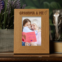 Oak Grandma and Me Picture Photo Frame Heart Gift Portrait