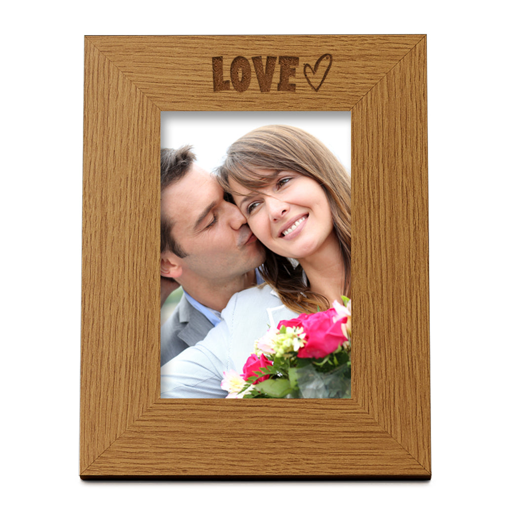 Oak Love Picture Photo Frame Heart Gift Portrait Photo Frame ukgiftstoreonline