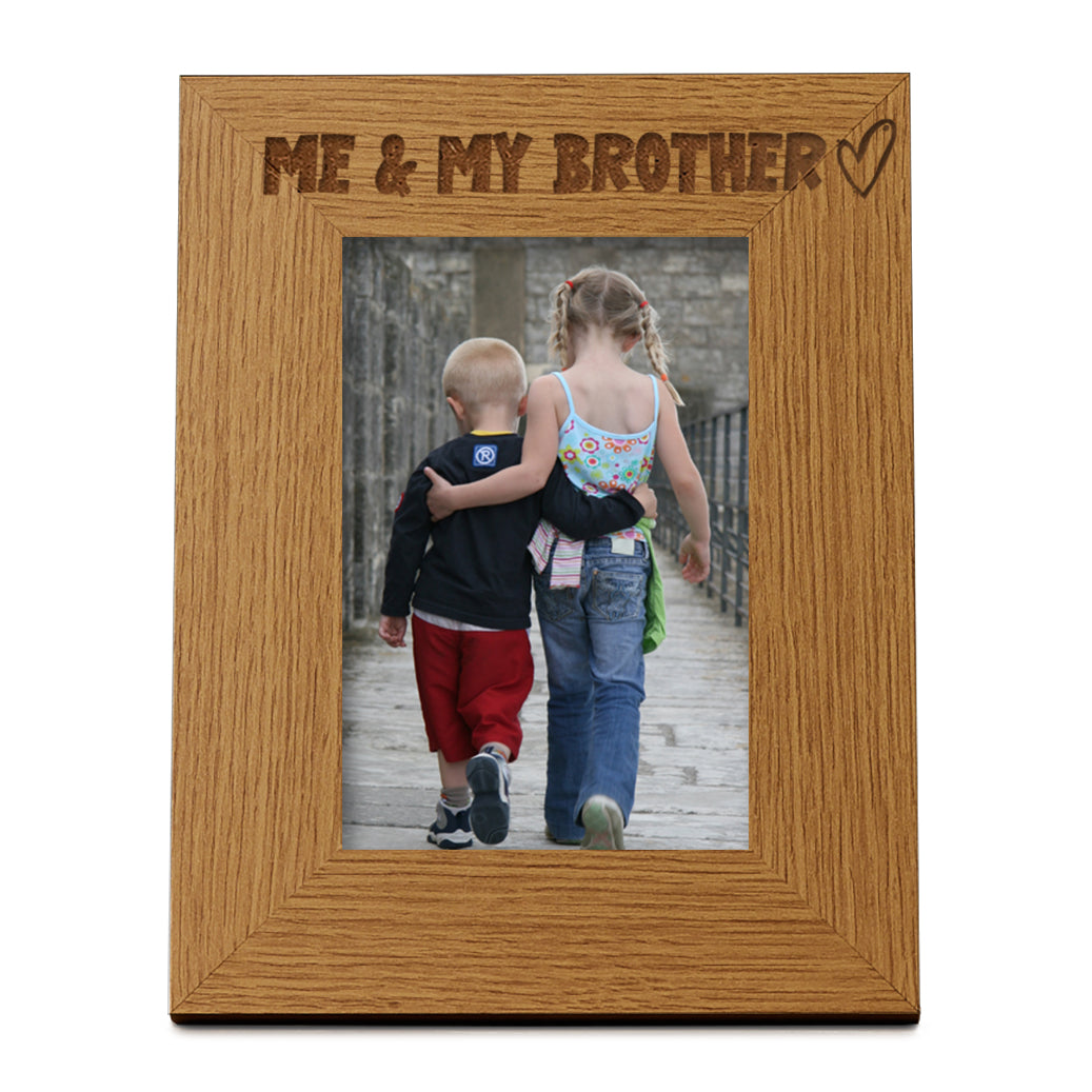 Oak Me and My Brother Picture Photo Frame Heart Gift Portrait Photo Frame ukgiftstoreonline