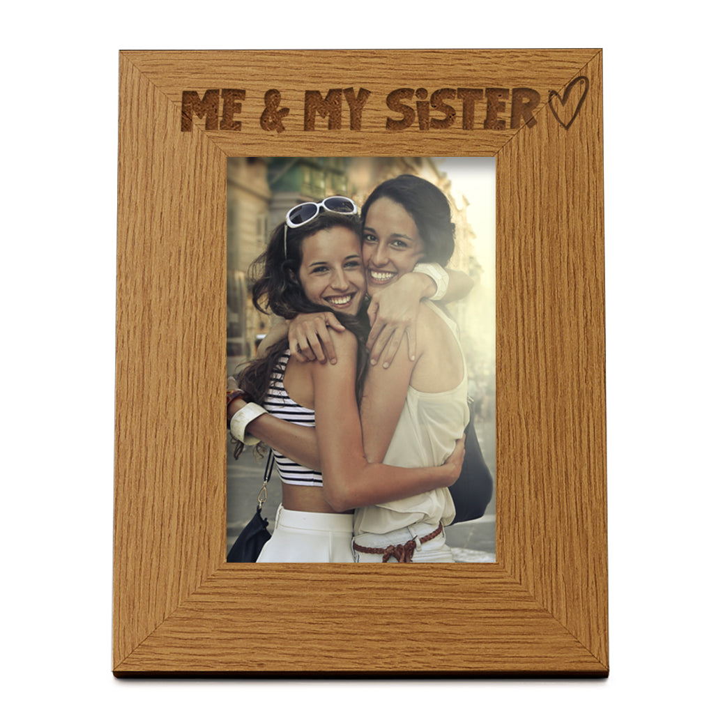 Oak Me and My Sister Picture Photo Frame Heart Gift Portrait Photo Frame ukgiftstoreonline