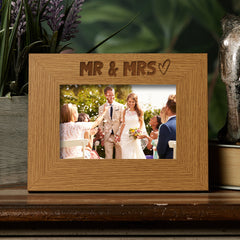 Oak Wedding Day Mr and Mrs Picture Photo Frame Heart Gift Landscape