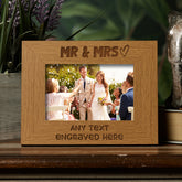 Oak Personalised Mr and Mrs Wedding Picture Photo Frame Heart Gift