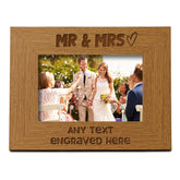 Oak Personalised Mr and Mrs Wedding Picture Photo Frame Heart Gift