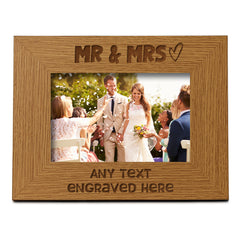 Oak Personalised Mr and Mrs Wedding Picture Photo Frame Heart Gift