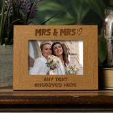 Oak Personalised Mrs and Mrs Gay Wedding Picture Photo Frame Heart Gift