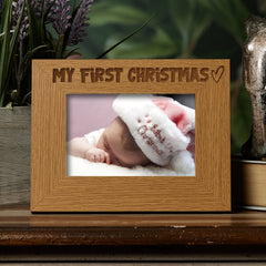 Oak My First Christmas Picture Photo Frame Heart Gift Landscape