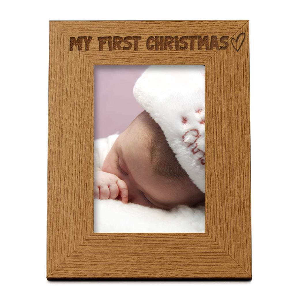 Oak My First Christmas Picture Photo Frame Heart Gift Portrait Photo Frame ukgiftstoreonline