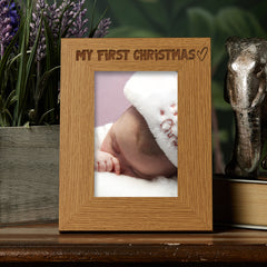 Oak My First Christmas Picture Photo Frame Heart Gift Portrait