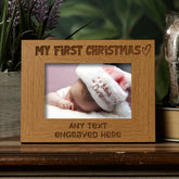 Oak Personalised My First Christmas Picture Photo Frame Heart Gift