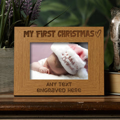 Oak Personalised My First Christmas Picture Photo Frame Heart Gift
