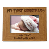 Oak Personalised My First Christmas Picture Photo Frame Heart Gift