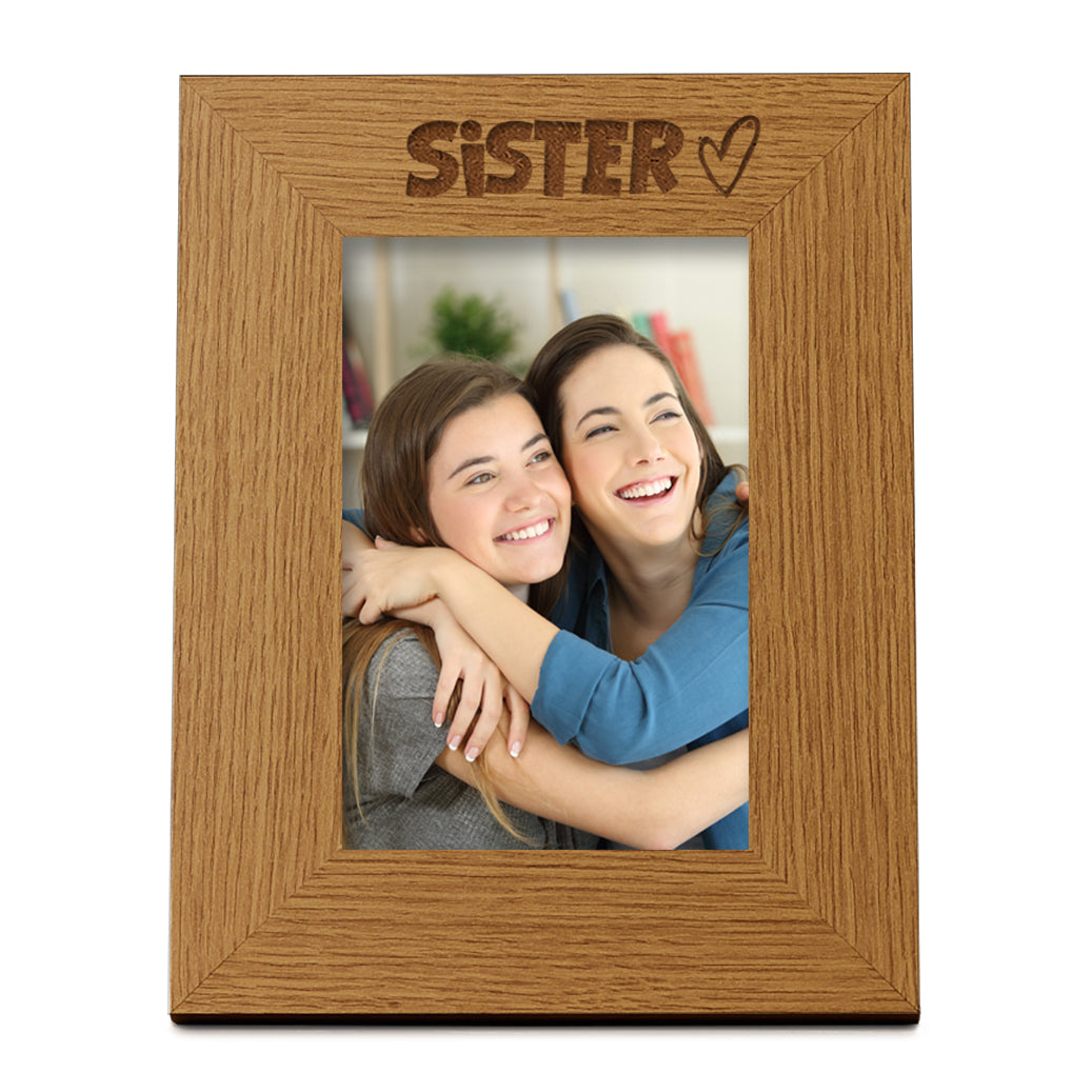 Oak Sister Picture Photo Frame Heart Gift Portrait Photo Frame ukgiftstoreonline