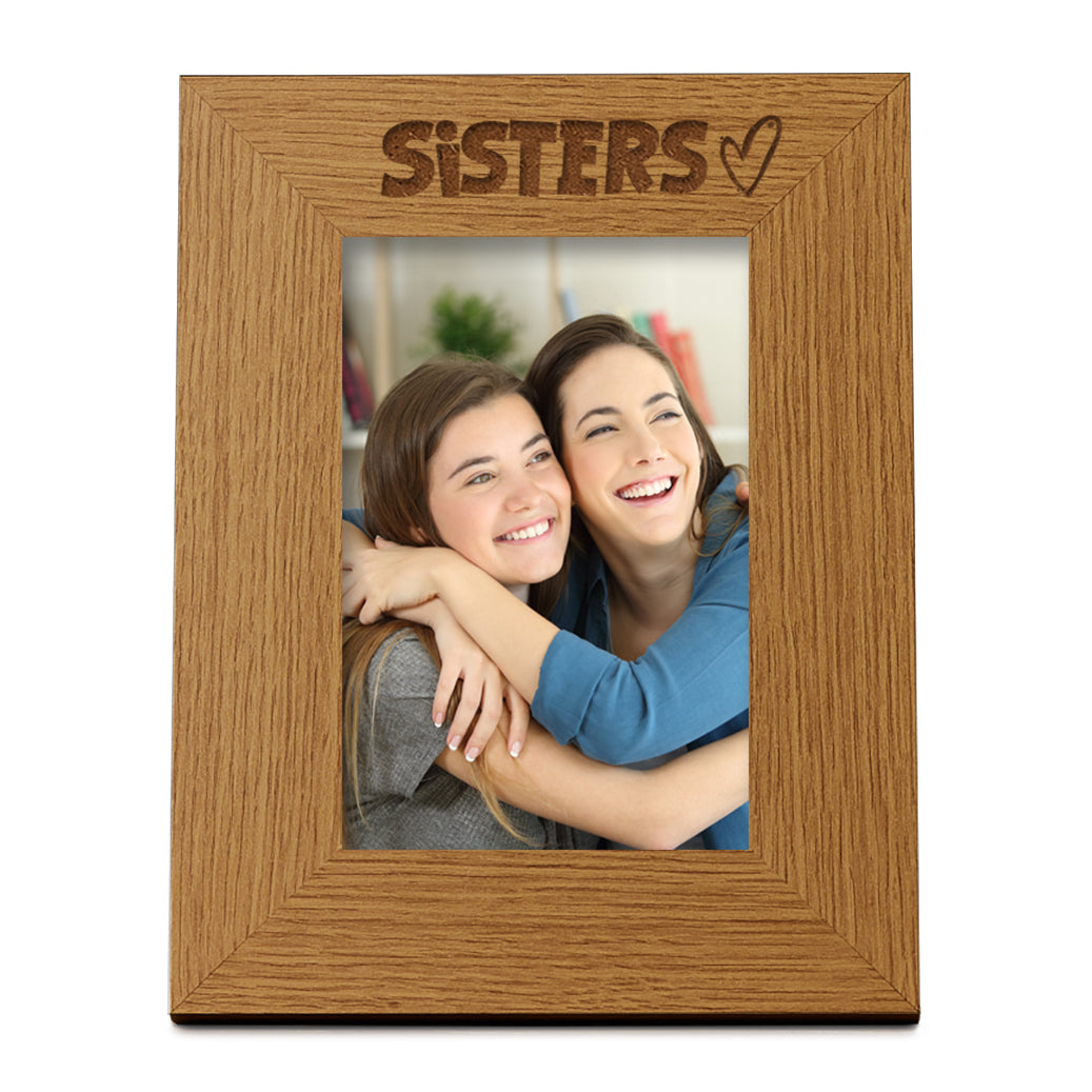 Oak Sisters Picture Photo Frame Heart Gift Portrait Photo Frame ukgiftstoreonline