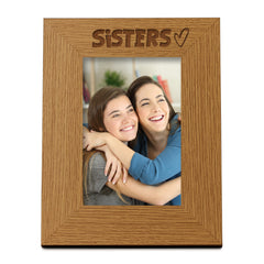 Oak Sisters Picture Photo Frame Heart Gift Portrait