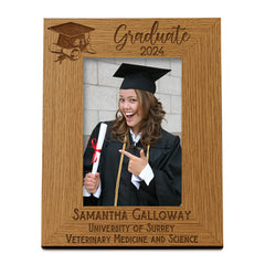 Personalised Graduation Portrait Photo Frame Gift With Hat and Scroll Design