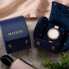 Personalised Single Watch Roll Travel Case with Snap, Classic PU Leather Lightweight Watch Carrying Bag Handcrafted Single Wristwatch Box