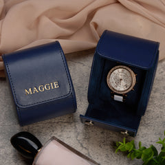 Personalised Single Watch Roll Travel Case with Snap, Classic PU Leather Lightweight Watch Carrying Bag Handcrafted Single Wristwatch Box