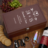 Personalised Luxury Two Bottle Wine Box Holder For Wedding Couple With Heart Keepsake Gift